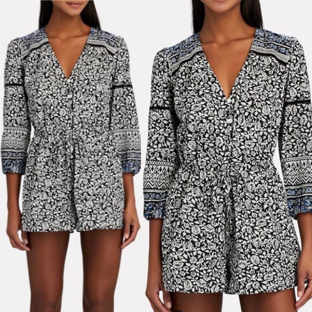 Veronica Beard Sz S Coraline Cotton Floral Romper